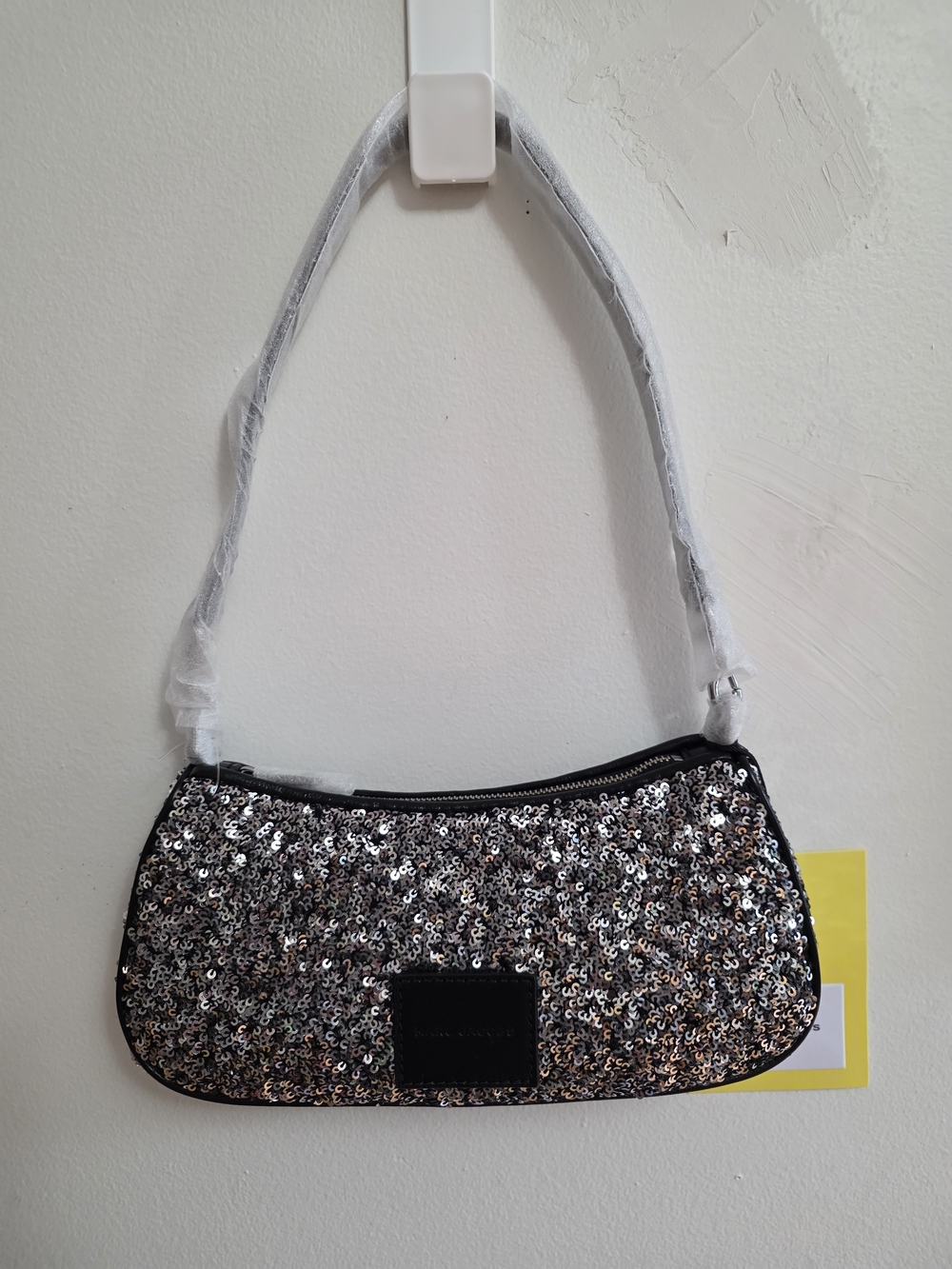 Marc Jacobs NWT The Sequin Charm Shoulder Bag Silver – With Leather Strap Only